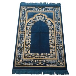 Elegant Blue and Gold Prayer Rug